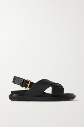 Marni Fussbett Leather Slingback Sandals - Black