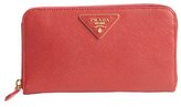 Thumbnail for your product : Prada fire red saffiano leather zip continental wallet