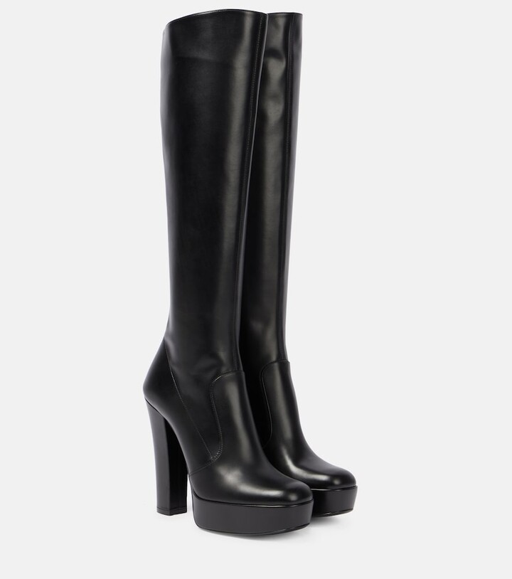 Saint Laurent Carel polished leather knee-high boots - ShopStyle