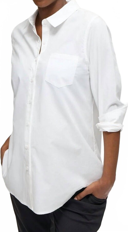Ingrid & Isabel Classic Button Down Poplin Maternity And Nursing Shirt In White