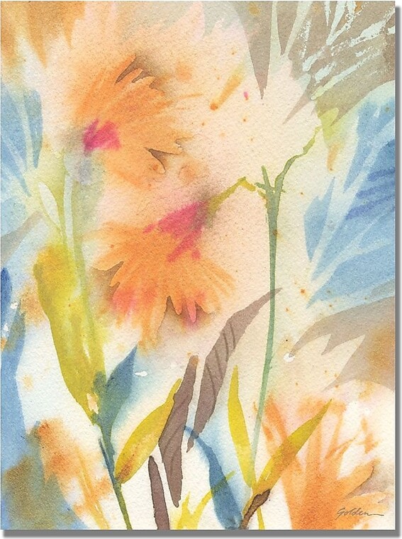 Trademark Fine Art Shelia Golden 'Tropical Orange Flowers' Canvas Art 24x32 Inches