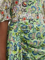 Thumbnail for your product : Rhode Resort Pia Floral-print Ruched Cotton-poplin Mini Dress - Green