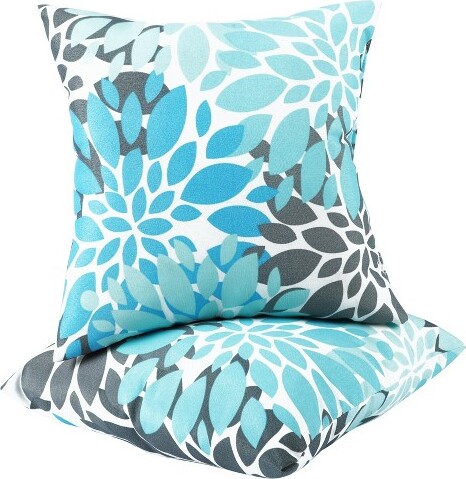 VIYET18x18Inch2PackOutdoorThrowPillows,WaterproofFade-ResistantUV-ProtectedPatioCushions(Blue)