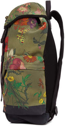 Gucci Multicolor Canvas Flora Snake Print Backpack