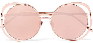 Linda Farrow Round-frame Rose Gold-plated Mirrored Sunglasses