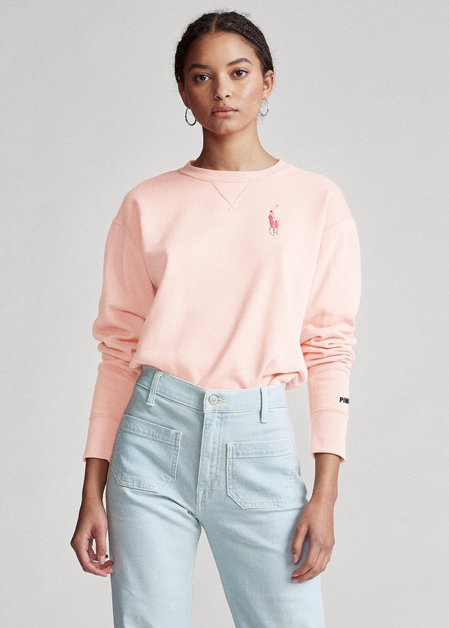 Ralph Lauren Pink Pony Fleece Crewneck Sweatshirt - ShopStyle