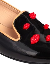 Thumbnail for your product : Markus Lupfer Black Patent Red Lips Slipper Flat Shoes