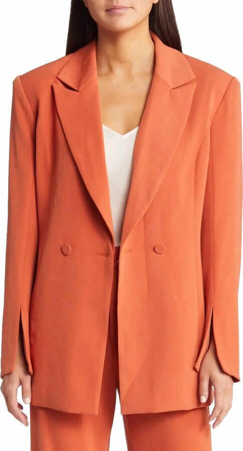 Amy Lynn Alice Double Breasted Blazer In Tan