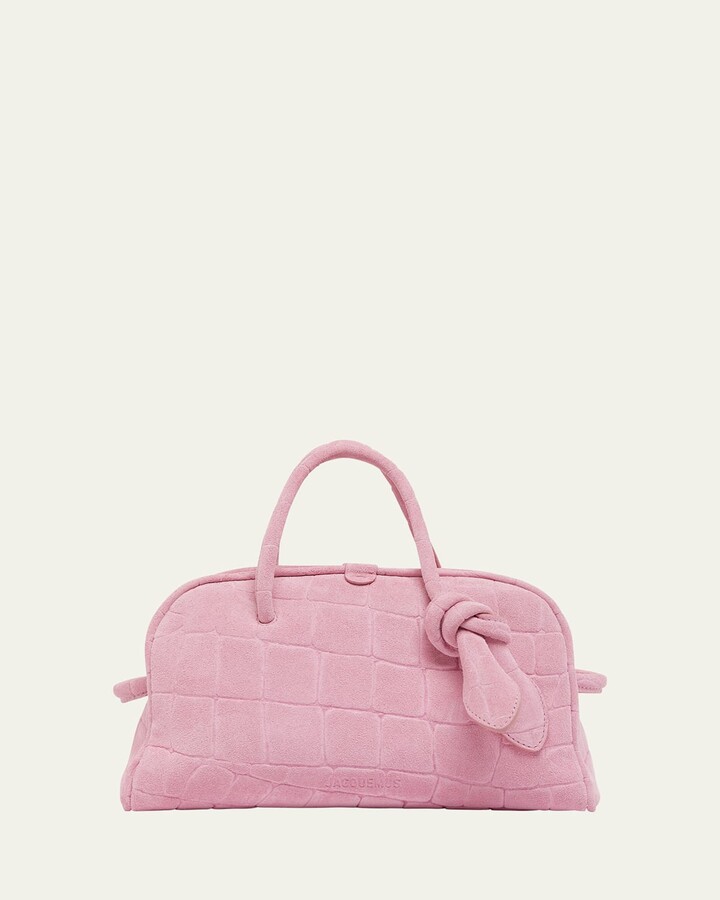 Jacquemus Le Petit Turismo Croc-Embossed Suede Bowling Bag