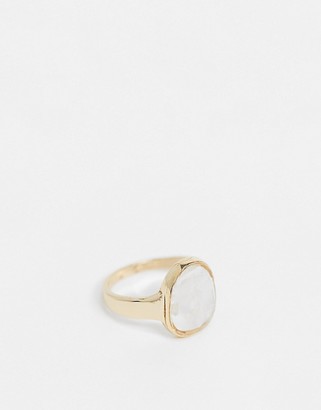Topshop ring with crystal stone in gold