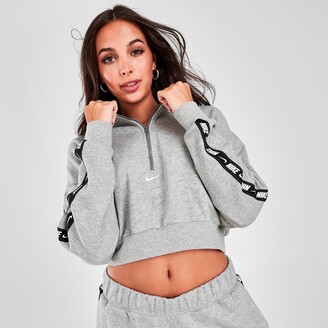 Nike Women's Sportswear Essential Tape Half-Zip Fleece Crop Sweatshirt