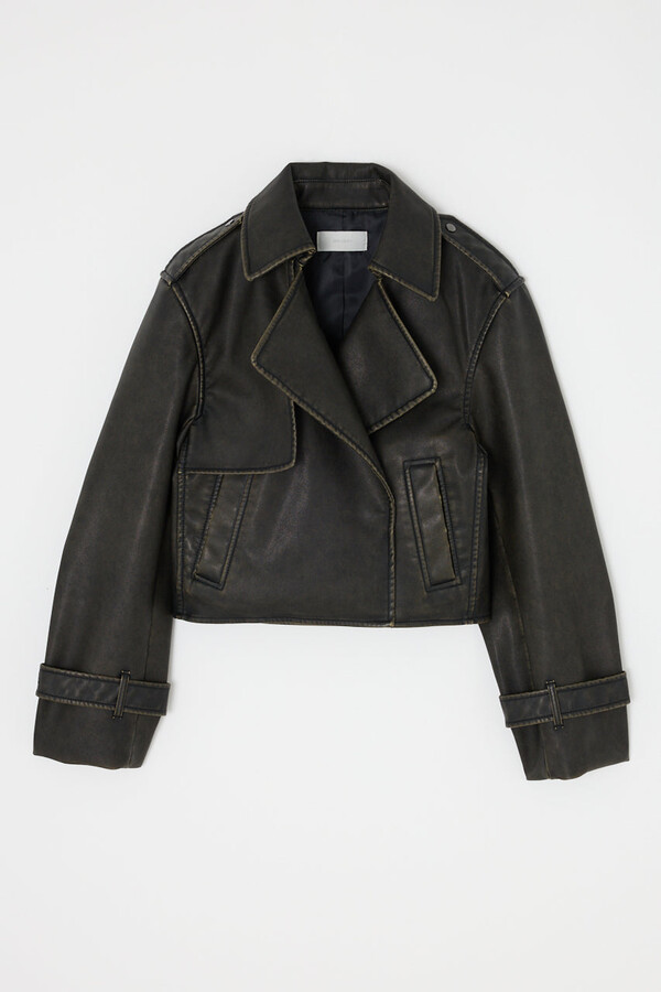 Faux Leather Short Trench Jacket