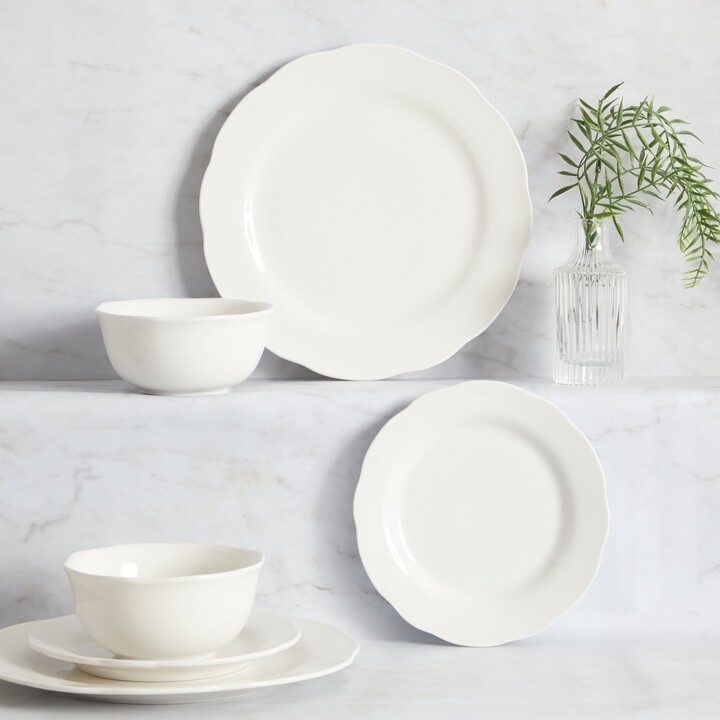 Dunelm Scalloped Edge 12 Piece Dinner Set White ShopStyle