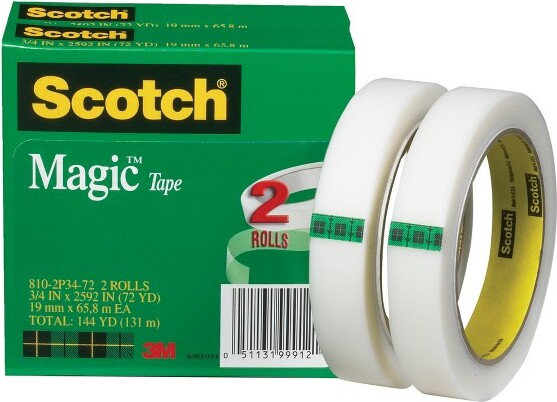 Scotch 810 Magic Tape, 3/4 inch x 1296 inch - 12 Rolls