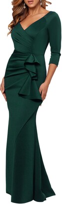 Xscape Evenings Ruched Scuba Ruffle Gown