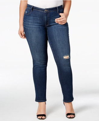 Style&Co. Style & Co Plus Size Distressed Black Wash Slim-Leg Jeans, Only at Macy's