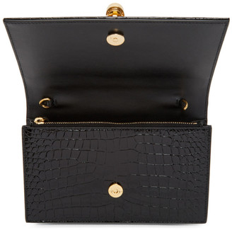 Saint Laurent Black Croc Kate Tassel Chain Wallet Bag