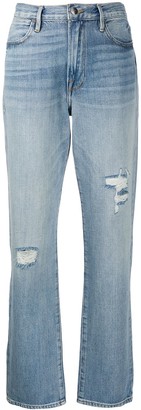 Frame Distressed Straight-Leg Jeans