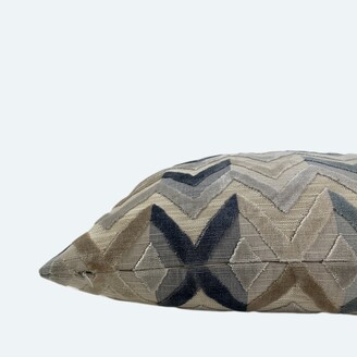 Etsy Taupe, Steel Blue, Gray, Chevron Velvet Throw Pillow Cover | Decorative Couch Lumbar