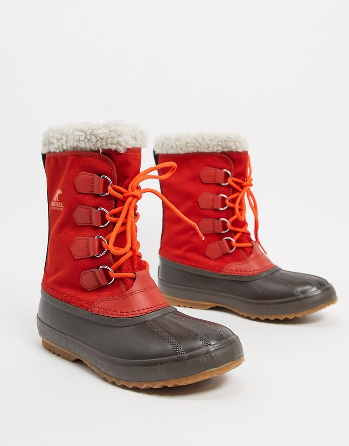 red waterproof boots