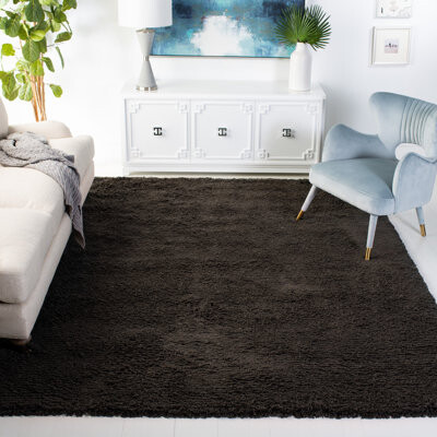 Latitude Run Classic Shag Hand Tufted Performance Solid Color Rug
