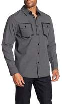 Thumbnail for your product : Daniel Won Checked Leather Trim Long Sleeve Regular Fit Shirt