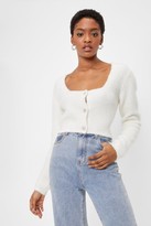 Thumbnail for your product : Nasty Gal Womens Fluffy Knitted Button Down Cropped Cardigan - White - L