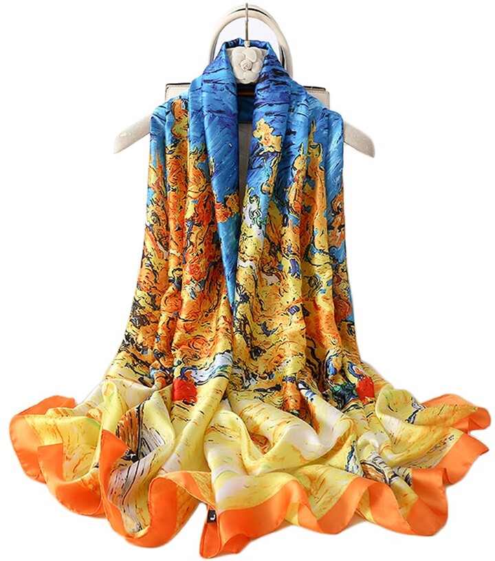 Lightweight Floral Pattern Satin for Headscarf&Neck 100% Silk Scarf Women's Fashion Large Sunscreen Shawls Wraps