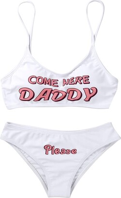 Aiihoo Women's Yes Daddy Printed Anime Bikini Swimsuit Cropped