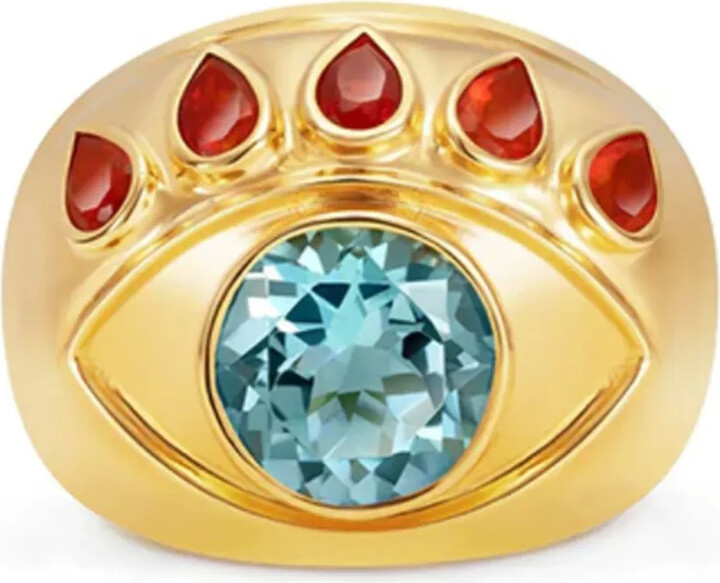 Nevernot 18kt yellow gold Ready To See You topaz and opal ring