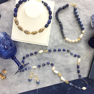 Farra Oval Lapis Lazuli With Freshwater Pearls Multi-Way Necklace