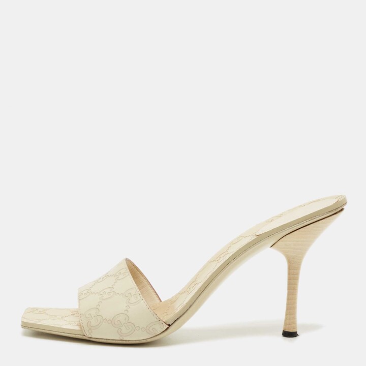 Gucci Cream Guccissima Leather Slide Sandals Size 41