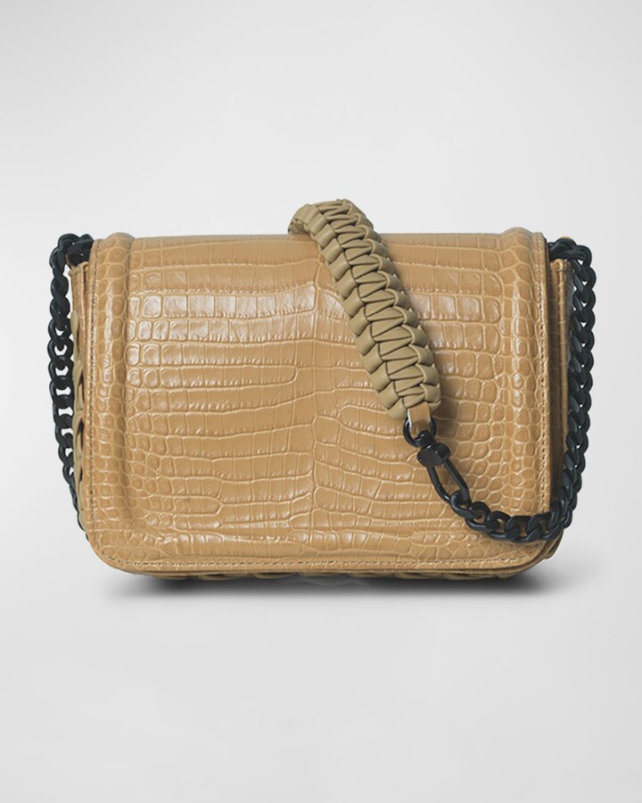 june box bag in crocodile-embossed leather
