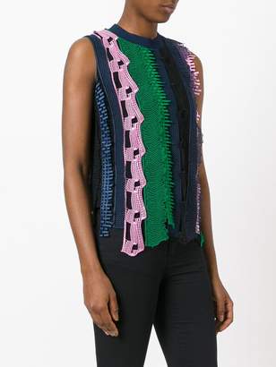 Versace open embroidery stripe tank top