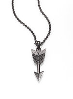 Thumbnail for your product : Jade Jagger Black/White Diamond & Blackened Sterling Silver Small Arrow Pendant Necklace