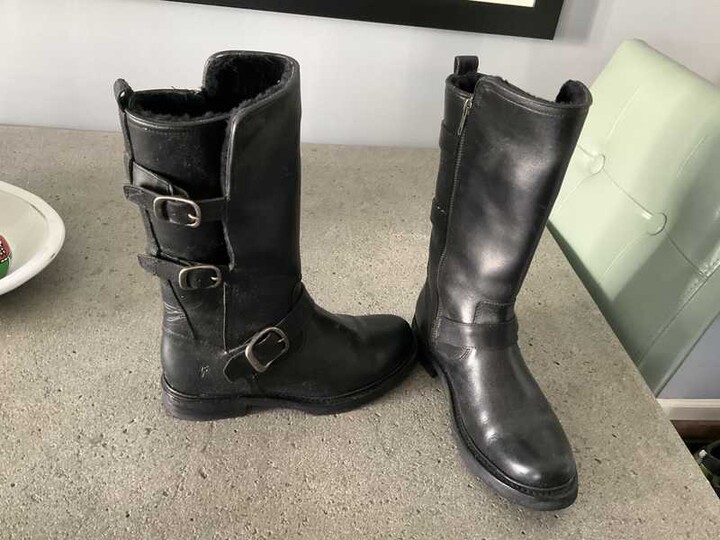 Frye Naomi Pickstitch leather mid calf ankle tie boots sz 8