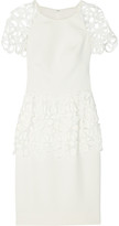 Thumbnail for your product : Lela Rose Lace-trimmed stretch-crepe dress