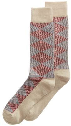 Perry Ellis Men's Diamond-Print Socks