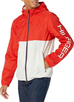 Tommy Hilfiger Men's Lightweight Active Water Resistant Hooded Rain Jacket