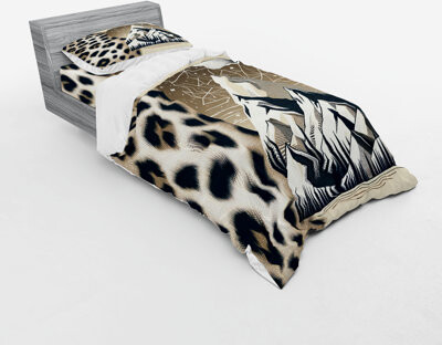 Ambesonne Wild Mountains Bedding Set & Sepia Dark Blue Grey