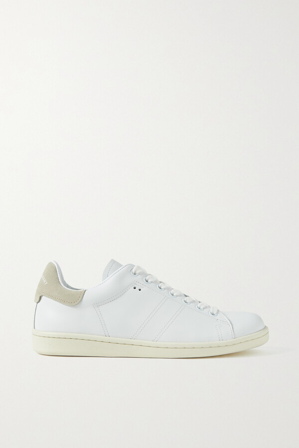 Isabel Marant Suede-trimmed Leather Sneakers - White - ShopStyle