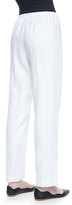 Thumbnail for your product : Go Silk Straight-Leg Lined Linen Pants, White, Plus Size
