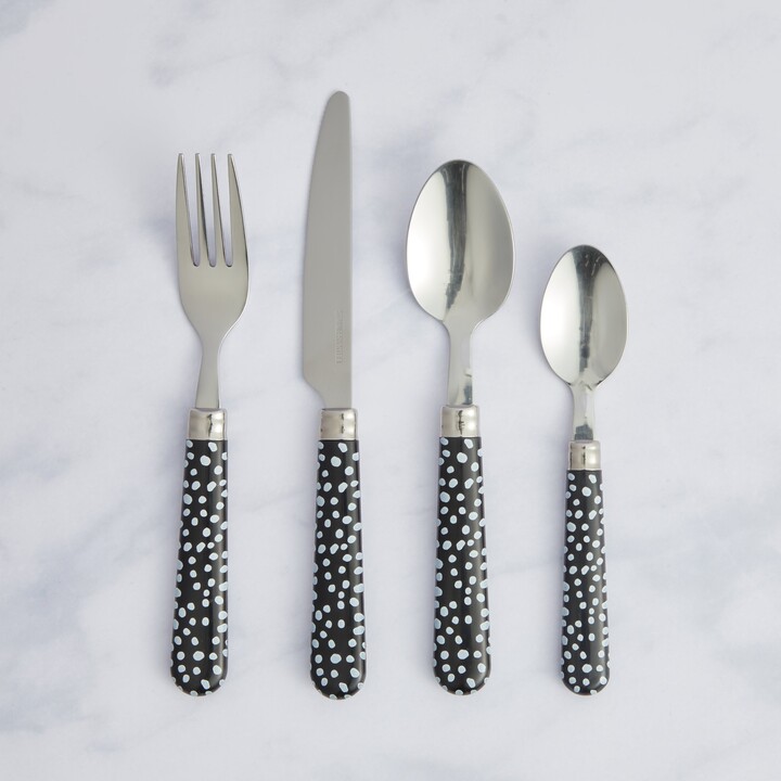 Dunelm Dotty 16 Piece Cutlery Set Black/Silver ShopStyle