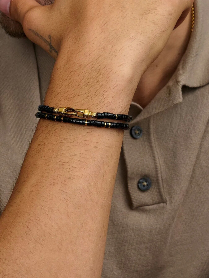 Nialaya Jewelry Onyx Heishi Wrap bracelet