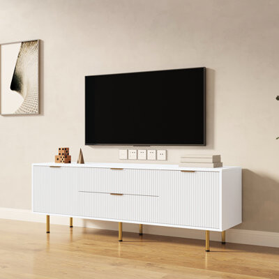 Ebern Designs Modern Warm White Tv Cabinet With Two Drawers Improving Living Room Bedroom Atmosphere Transforming Of