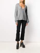 Thumbnail for your product : Derek Lam 10 Crosby Ribbed Twilight Wool Cashmere V-Neck Bell Sleeve Sweater