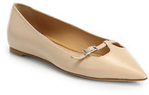 Thumbnail for your product : Ferragamo Patty Leather Point-Toe Ballet Flats