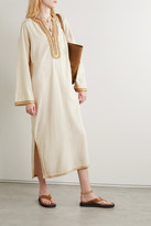 Thumbnail for your product : Nili Lotan Honor Embroidered Silk-gauze Midi Dress - Beige