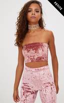 Thumbnail for your product : PrettyLittleThing Petite Rose Velvet Bandeau Top