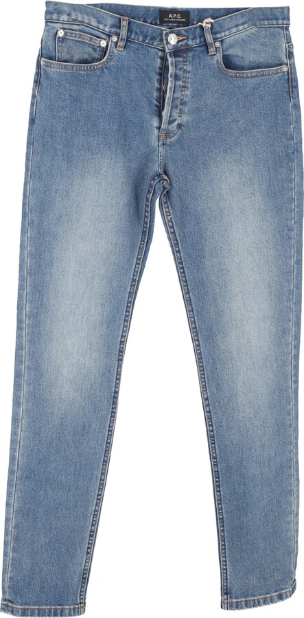 A. P.C. Slim Fit Jeans in Blue Cotton Denim